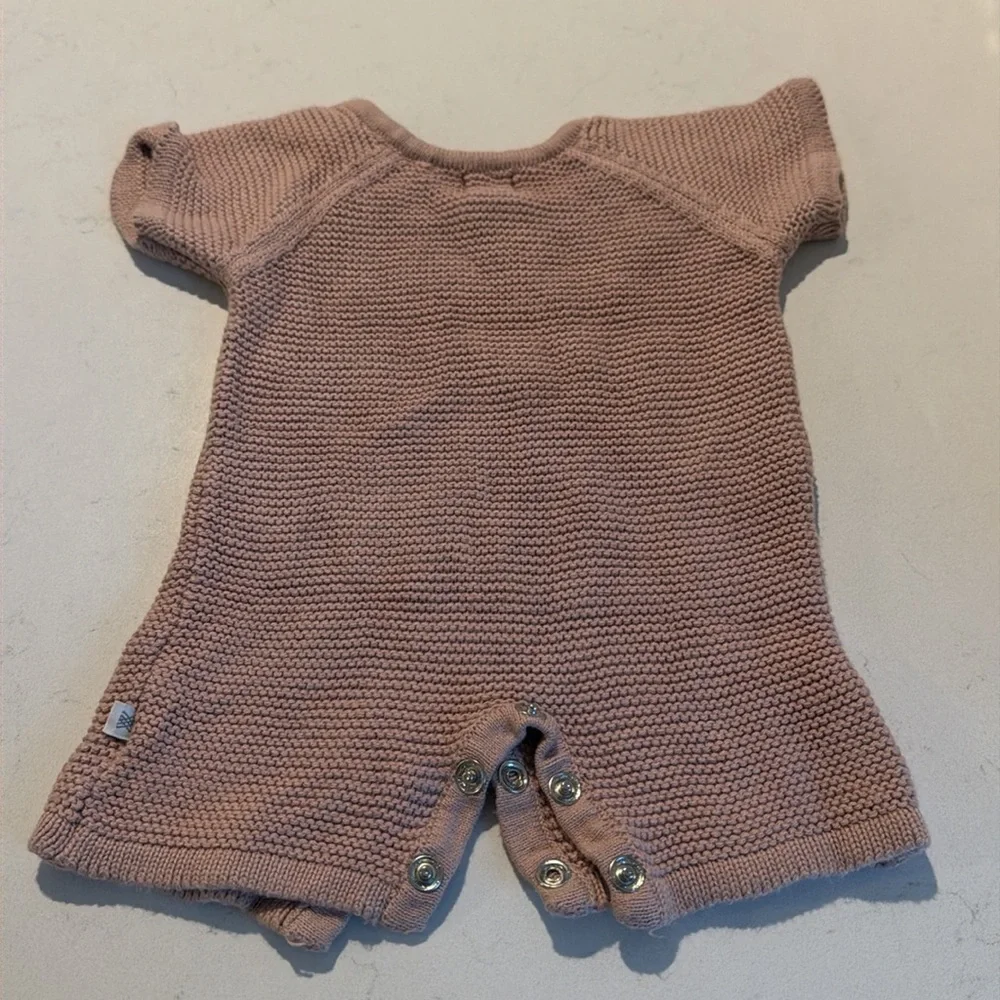 Rose pink organic knit onesie
